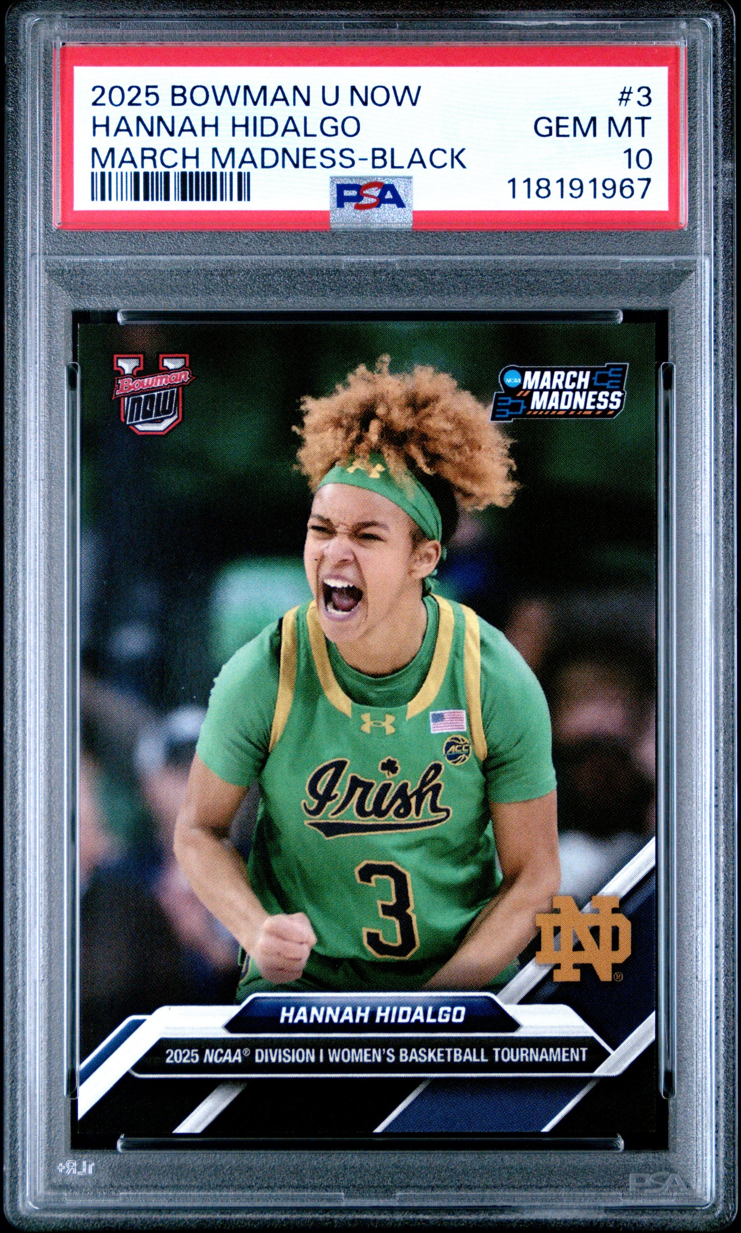 2025 Bowman U Now March Madness #3 Hannah Hidalgo March Madness-Black PSA 10