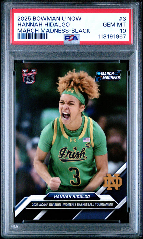 2025 Bowman U Now March Madness #3 Hannah Hidalgo March Madness-Black PSA 10