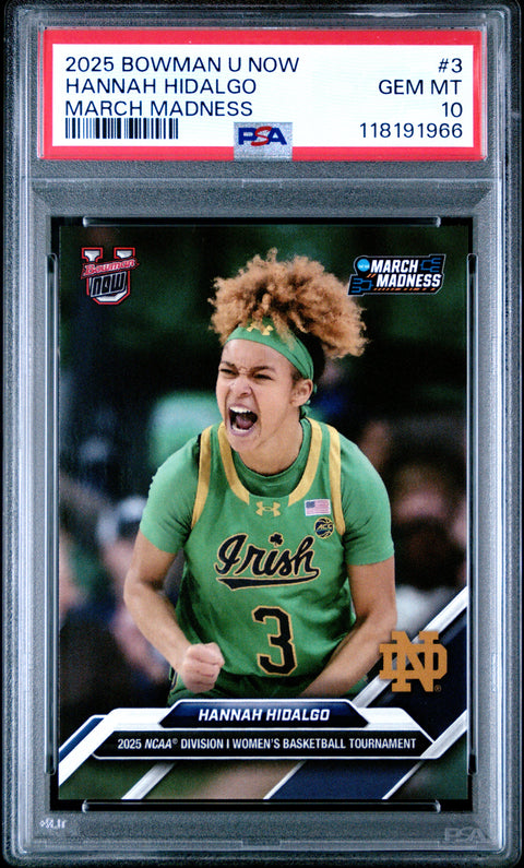 2025 Bowman U Now March Madness #3 Hannah Hidalgo PSA 10