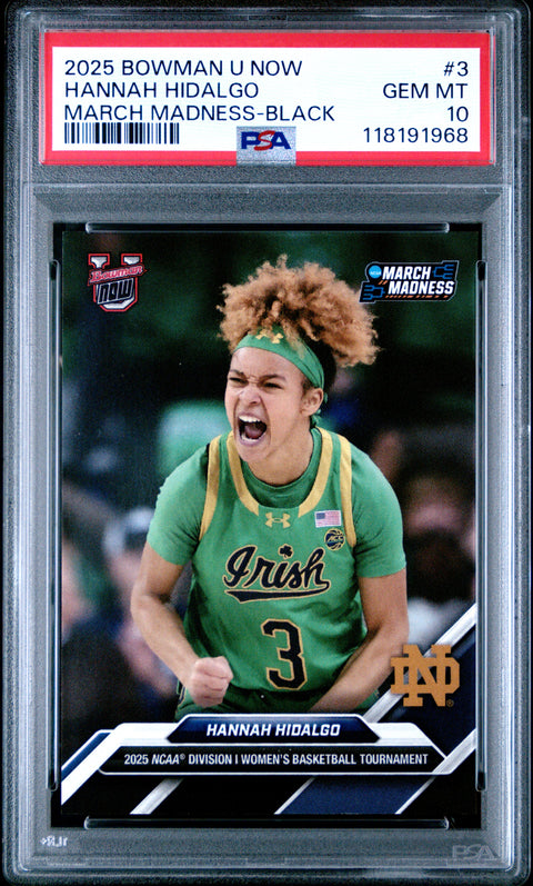 2025 Bowman U Now March Madness #3 Hannah Hidalgo March Madness-Black PSA 10