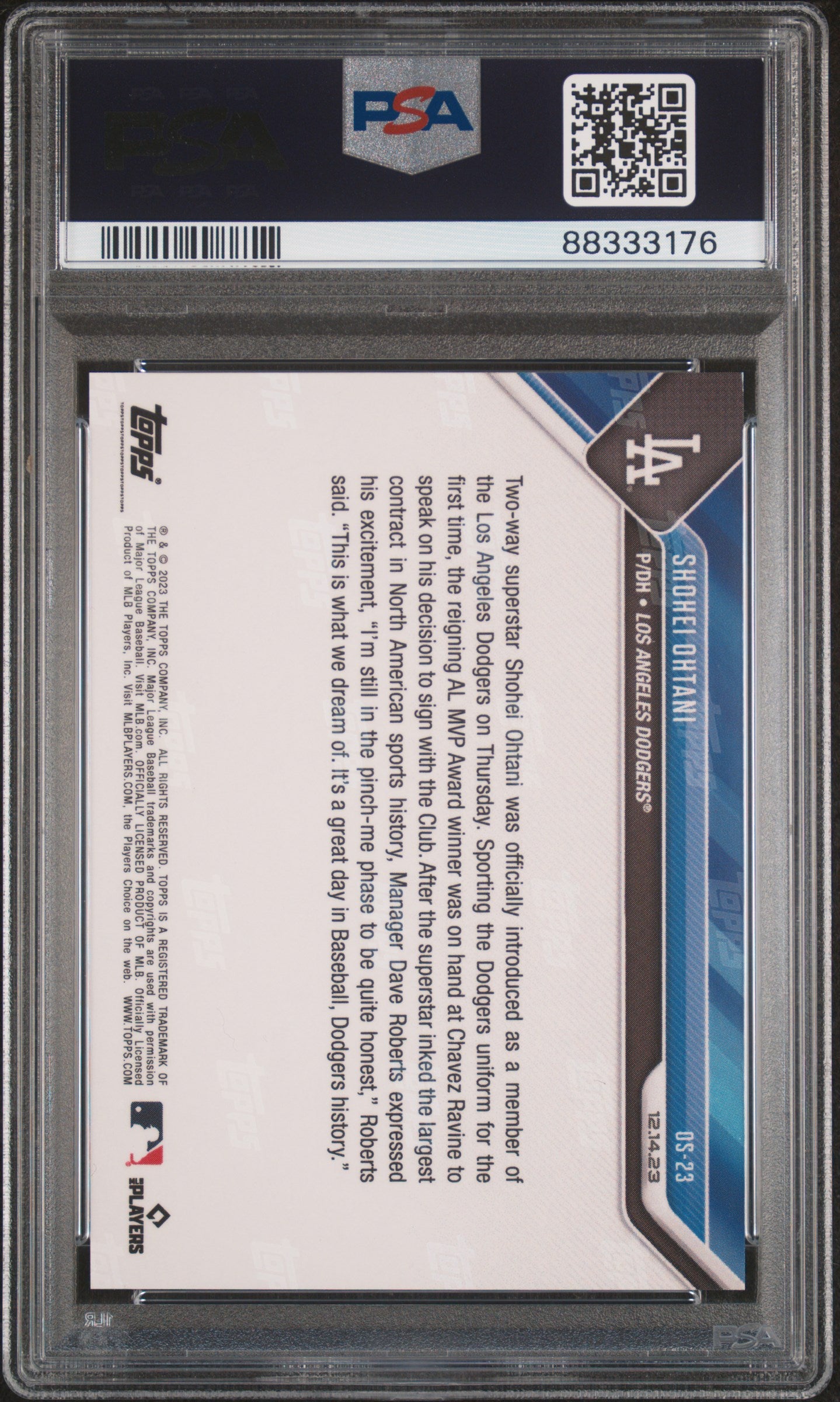 2023 Topps Now Offseason #OS23 Shohei Ohtani PSA 9