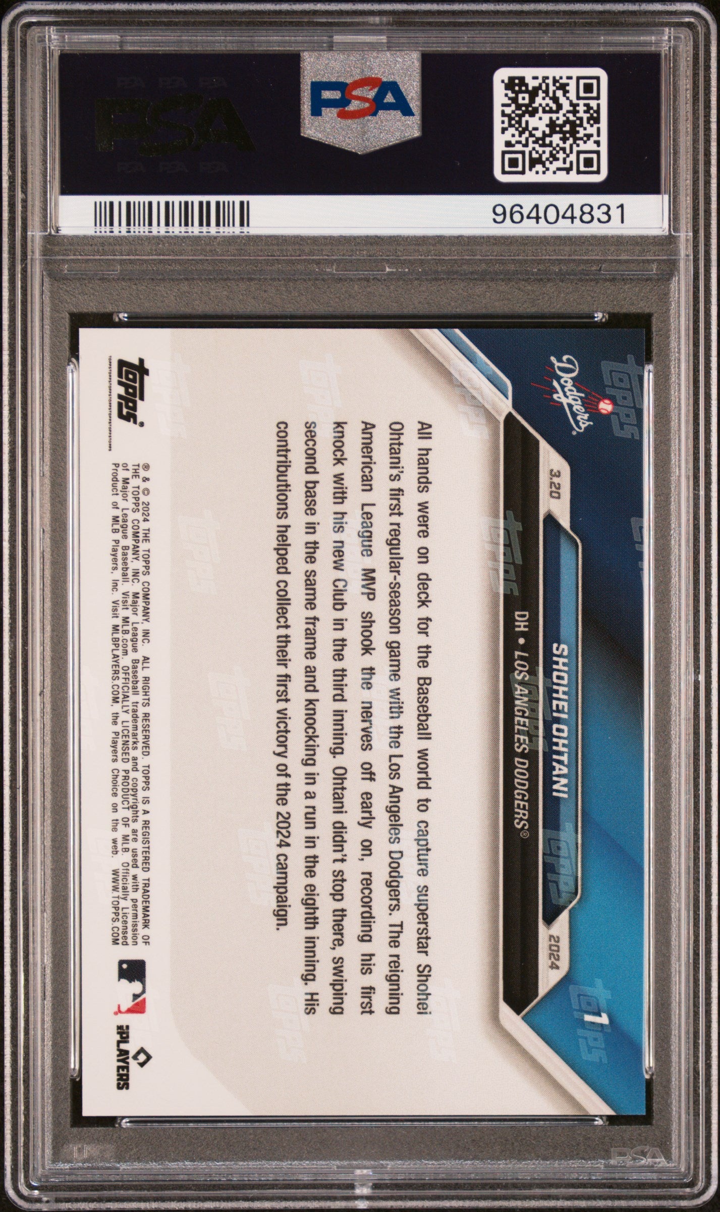 2024 Topps Now #1 Shohei Ohtani PSA 10