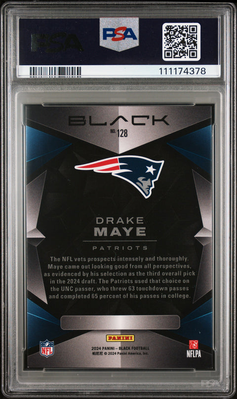 2024 Panini Black #128 Drake Maye Royal PSA 8