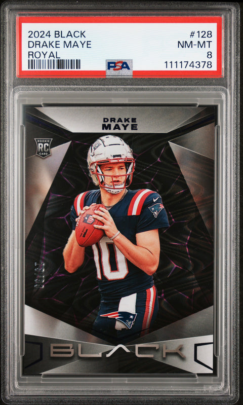2024 Panini Black #128 Drake Maye Royal PSA 8
