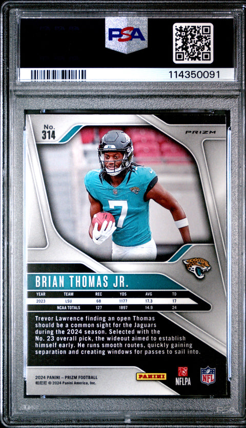 2024 Panini Prizm #314 Brian Thomas Jr. Orange Ice PSA 9