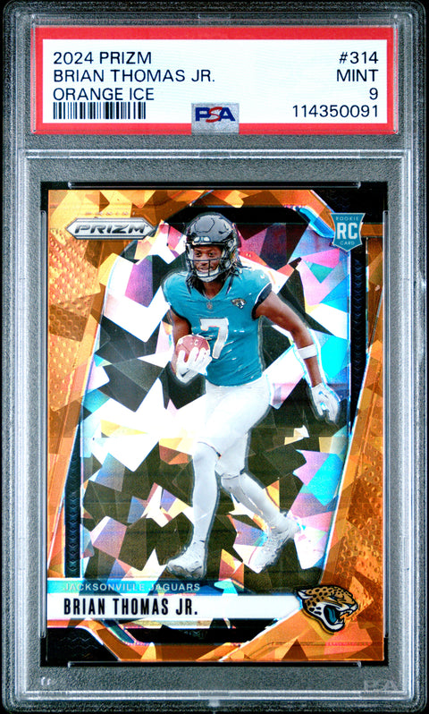 2024 Panini Prizm #314 Brian Thomas Jr. Orange Ice PSA 9