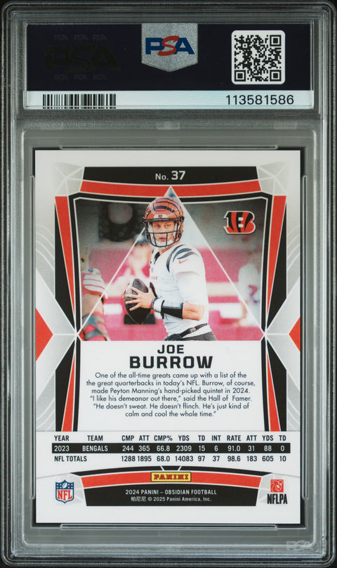 2024 Panini Obsidian #37 Joe Burrow International PSA 9