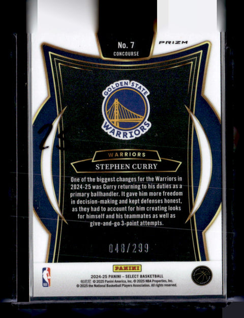 2024-25 Panini Select #7 Stephon Curry Concourse Level /299
