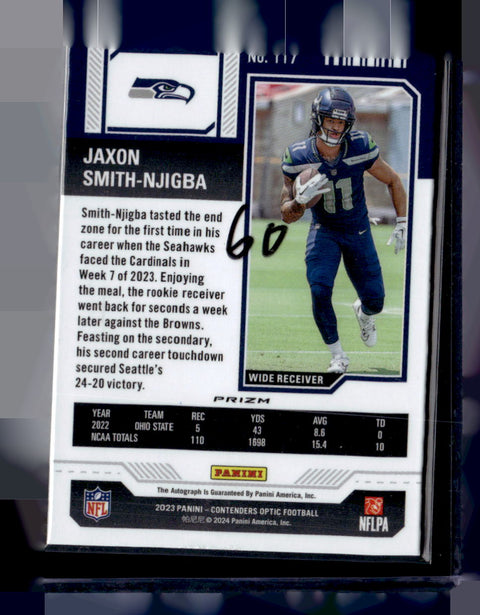 2923 Contenders Optic #117 Jaxon Smith-Njigba Rookie Ticket Auto