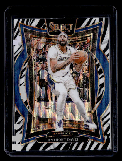 2024-25 Panini Select #25 Anthony Davis Concourse Level Zebra Prizm
