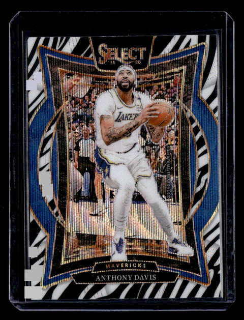 2024-25 Panini Select #25 Anthony Davis Concourse Level Zebra Prizm