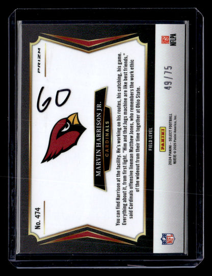 2024 Panini Select #474 Marvin Harrison Jr. /75