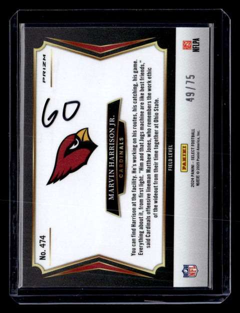 2024 Panini Select #474 Marvin Harrison Jr. /75