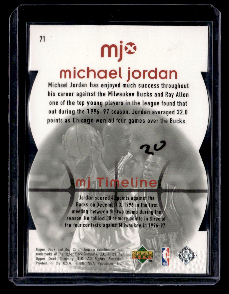 1998 Upper Deck MJx #71 Michael Jordan Timepieces Bronze #/230