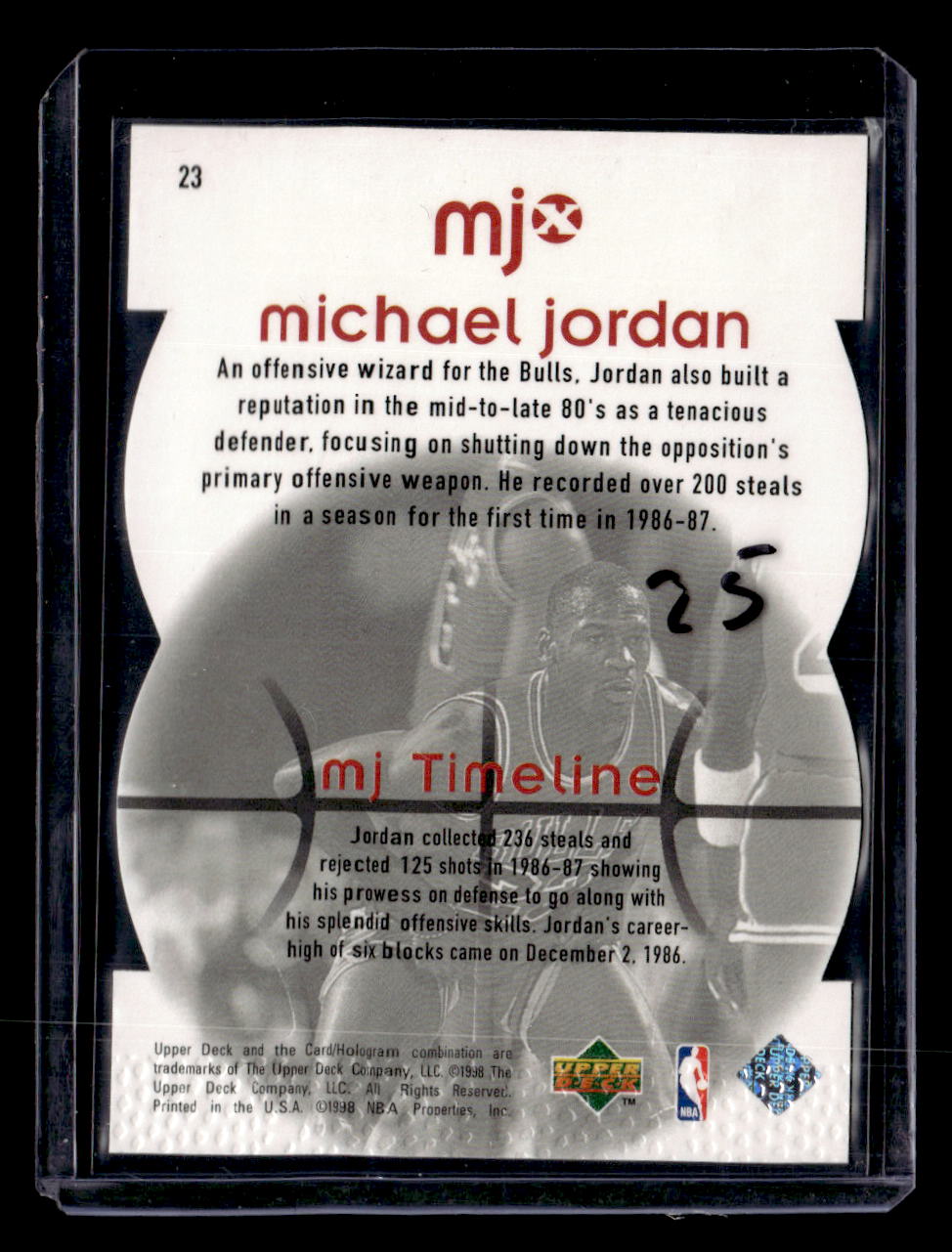 1998 Upper Deck MJx #23 Michael Jordan Timepieces Red #/2300