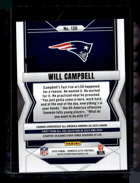 2025 Donruss Elite #126 Will Campbell /499