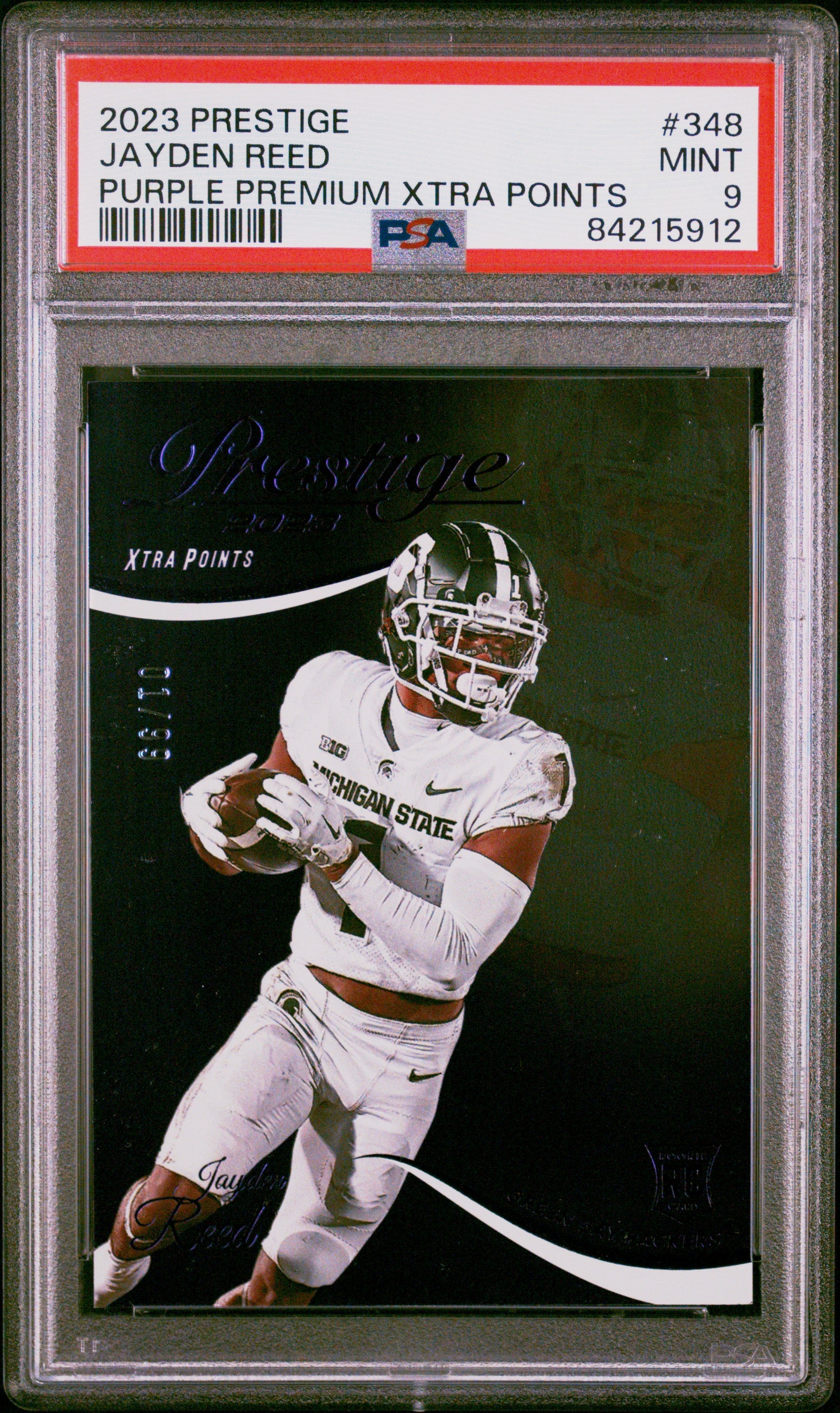 2023 Panini Prestige #348 Jayden Reed Purple Premium Xtra Points PSA 9 84215912