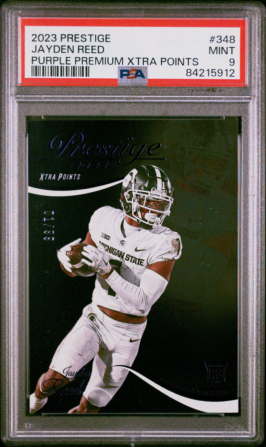 2023 Panini Prestige #348 Jayden Reed Purple Premium Xtra Points PSA 9 84215912