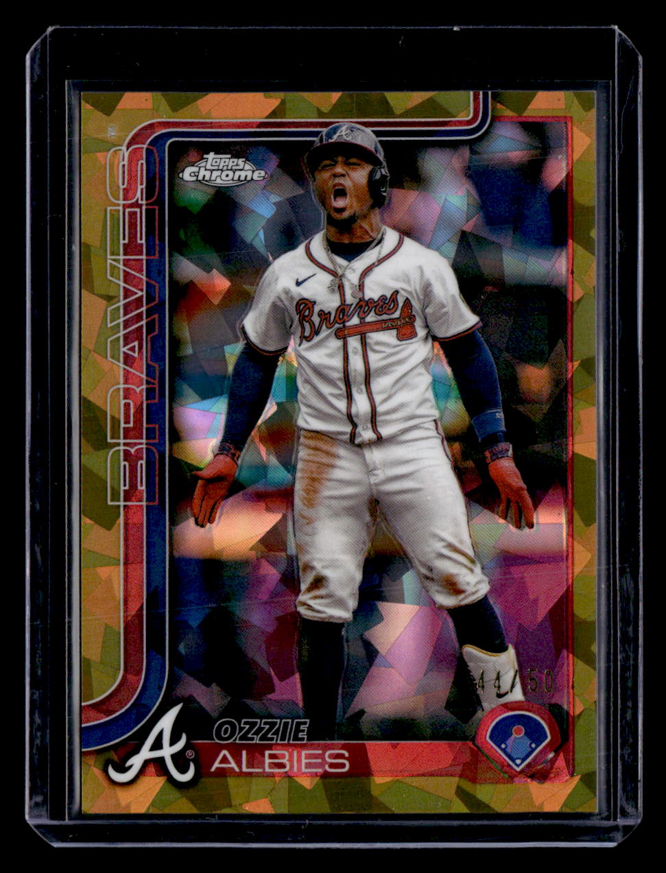 2025 Topps Chrome Sapphire #206 Ozzie Albies Gold Refractors #/50