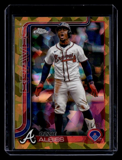2025 Topps Chrome Sapphire #206 Ozzie Albies Gold Refractors #/50