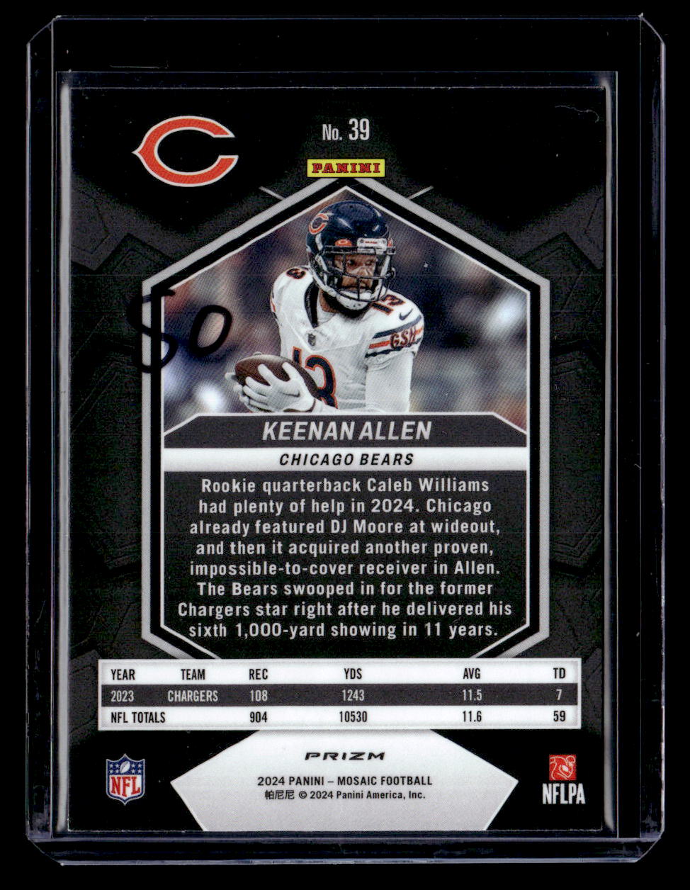 2024 Panini Mosaic #39 Keenan Allen Peacock Mosaic