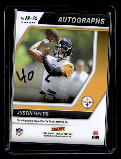 2024 Panini Mosaic #AM-JFS Justin Fields Yellow Fusion Autograph