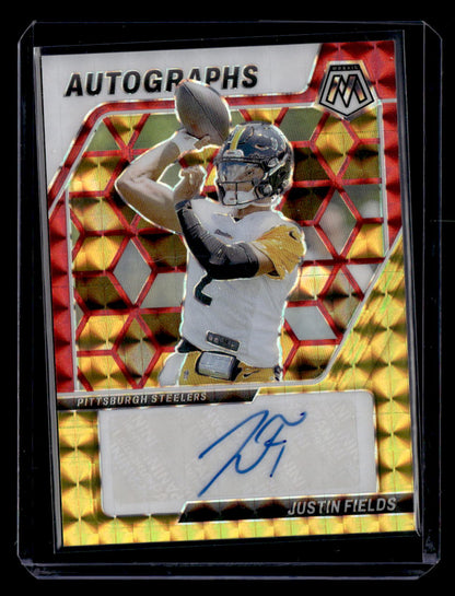 2024 Panini Mosaic #AM-JFS Justin Fields Yellow Fusion Autograph
