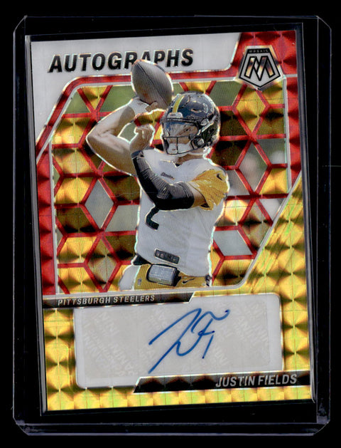 2024 Panini Mosaic #AM-JFS Justin Fields Yellow Fusion Autograph