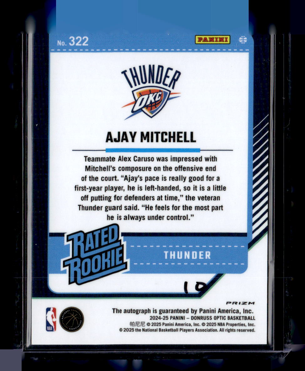2024-25 Donruss Optic #322 Ajay Mitchell Silver Auto