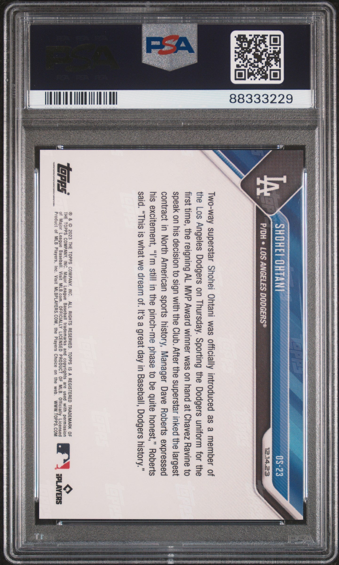 2023 Topps Now Offseason #OS23 Shohei Ohtani PSA 9 88333229