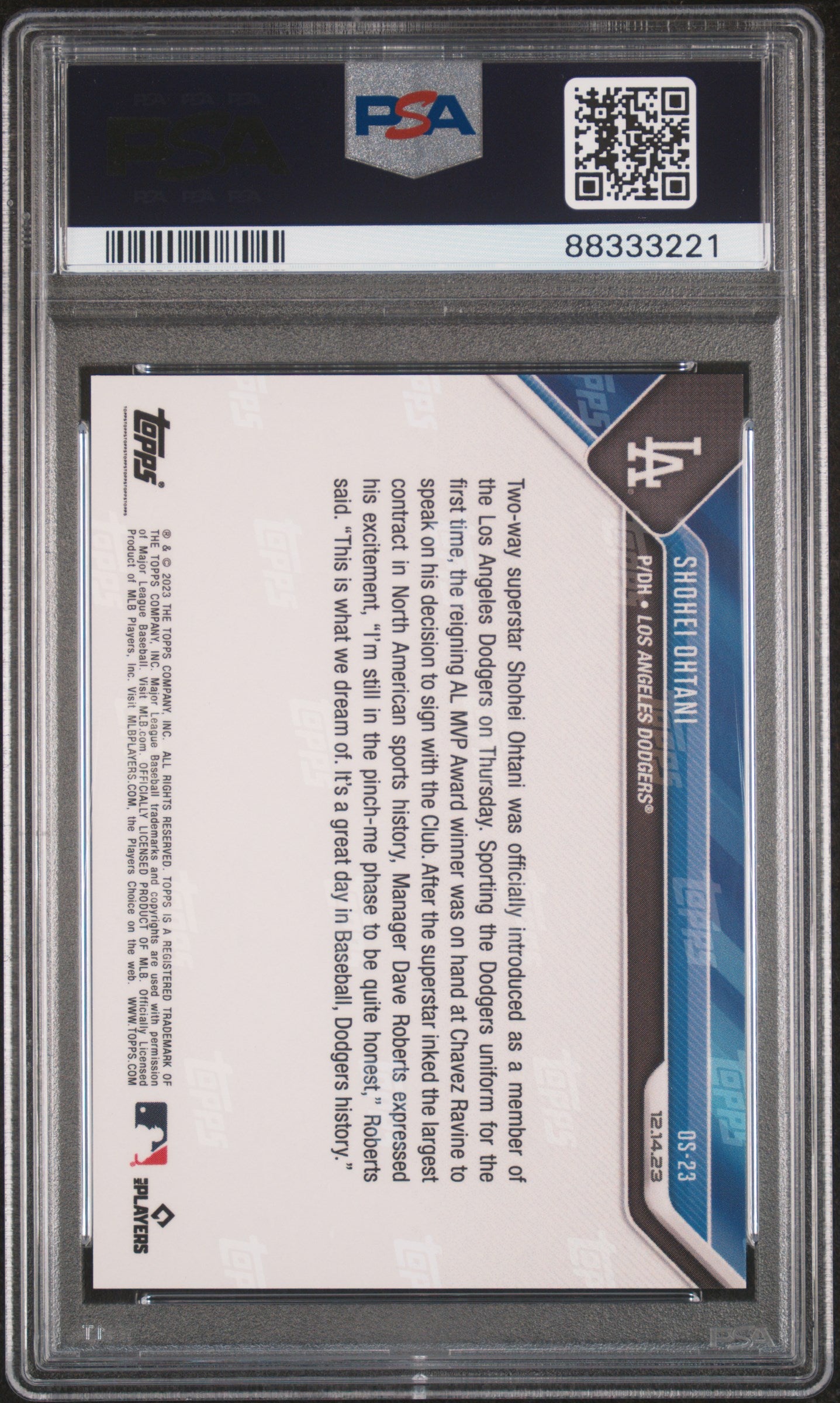 2023 Topps Now Offseason #OS23 Shohei Ohtani PSA 10 88333221
