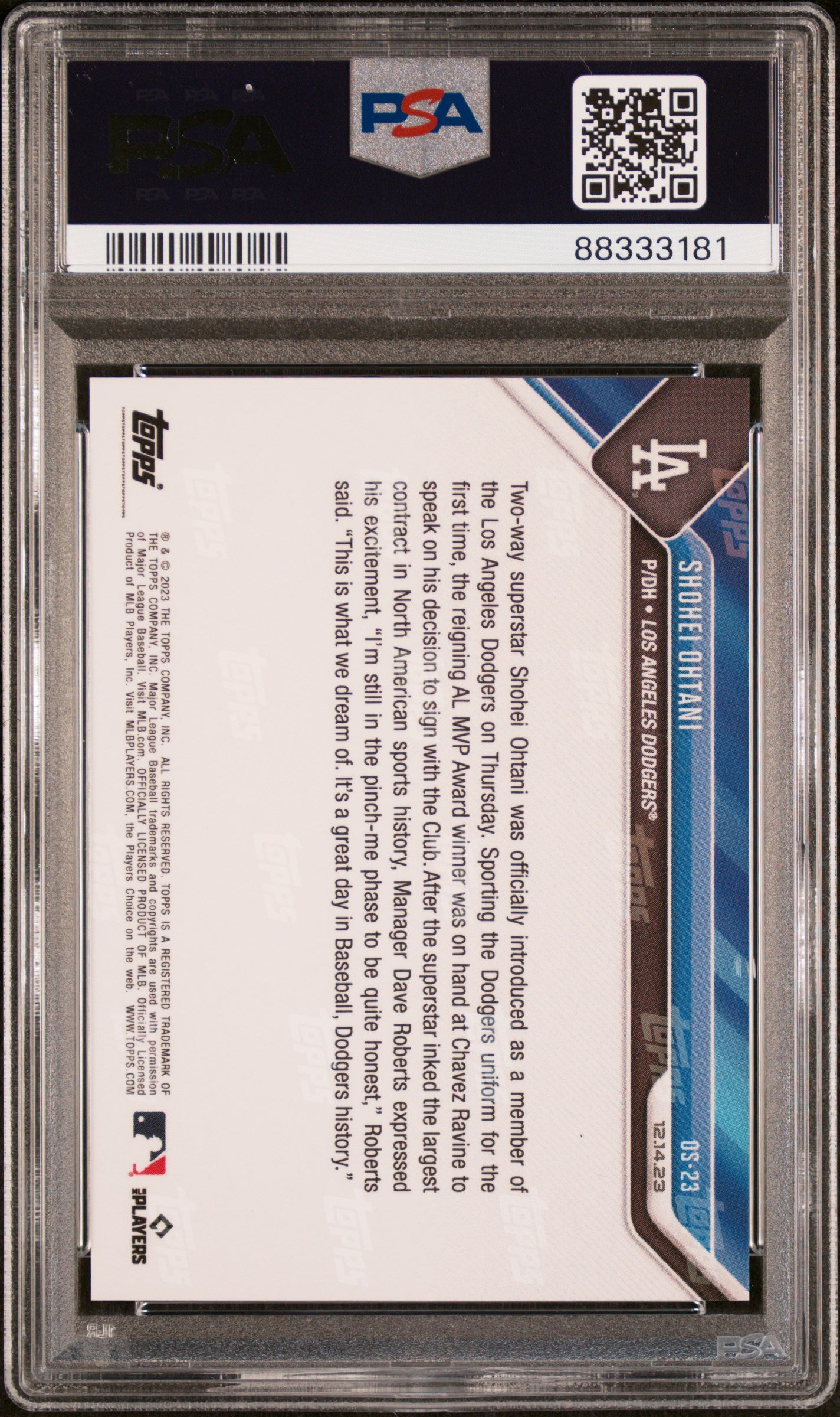 2023 Topps Now Offseason #OS23 Shohei Ohtani PSA 10 88333181