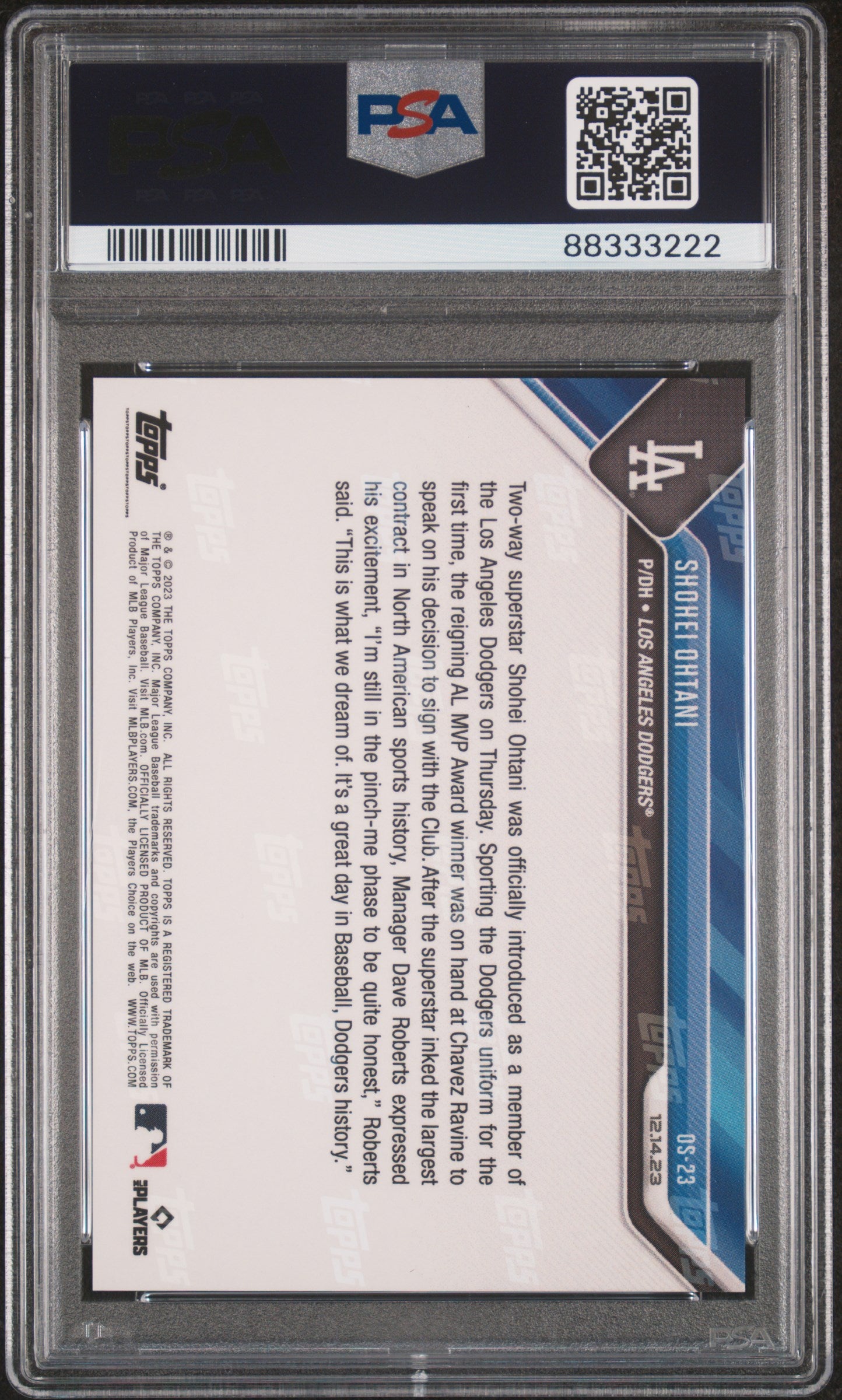 2023 Topps Now Offseason #OS23 Shohei Ohtani PSA 10 88333222