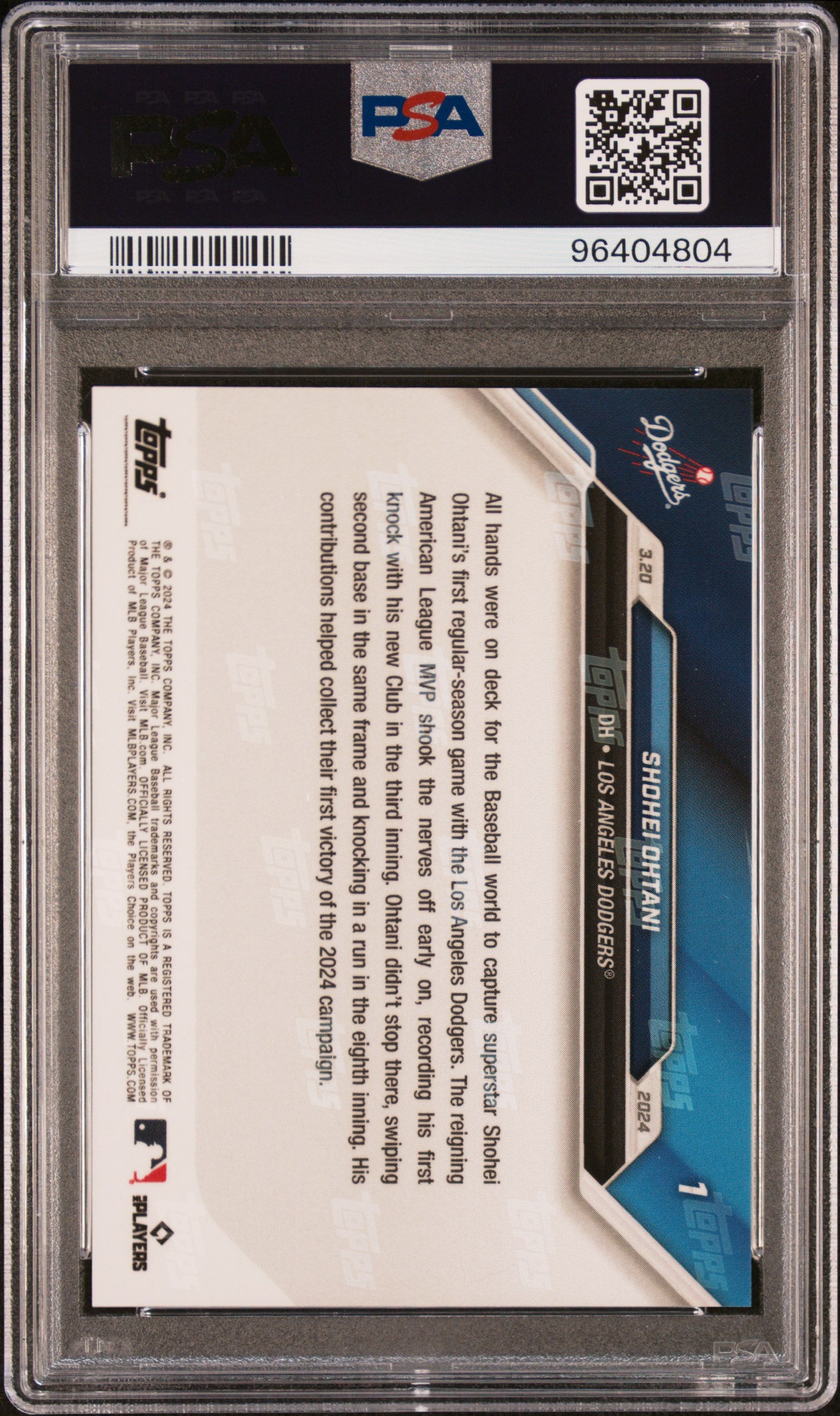 2024 Topps Now #1 Shohei Ohtani PSA 10 96404804