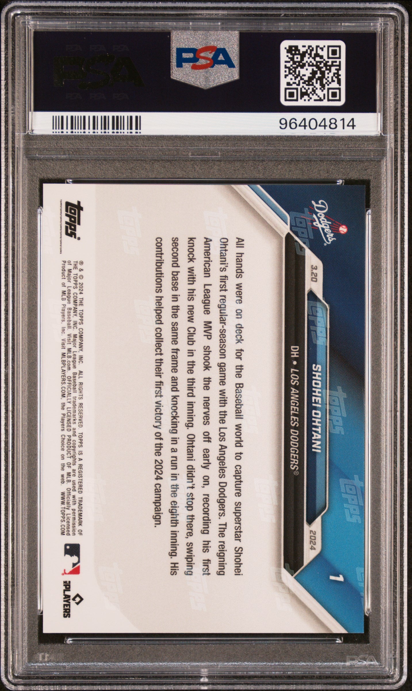 2024 Topps Now #1 Shohei Ohtani PSA 10 96404814