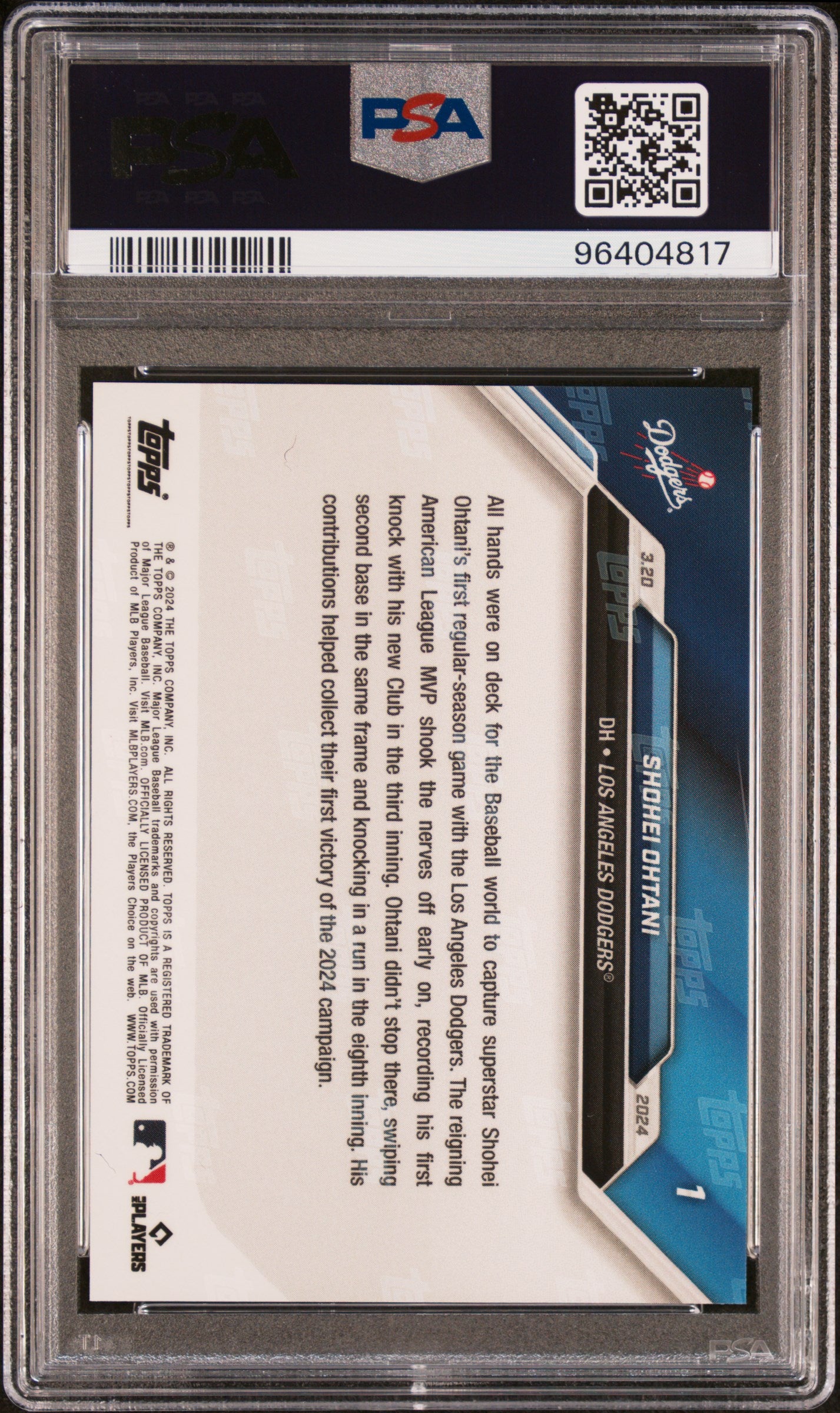 2024 Topps Now #1 Shohei Ohtani PSA 10 96404817