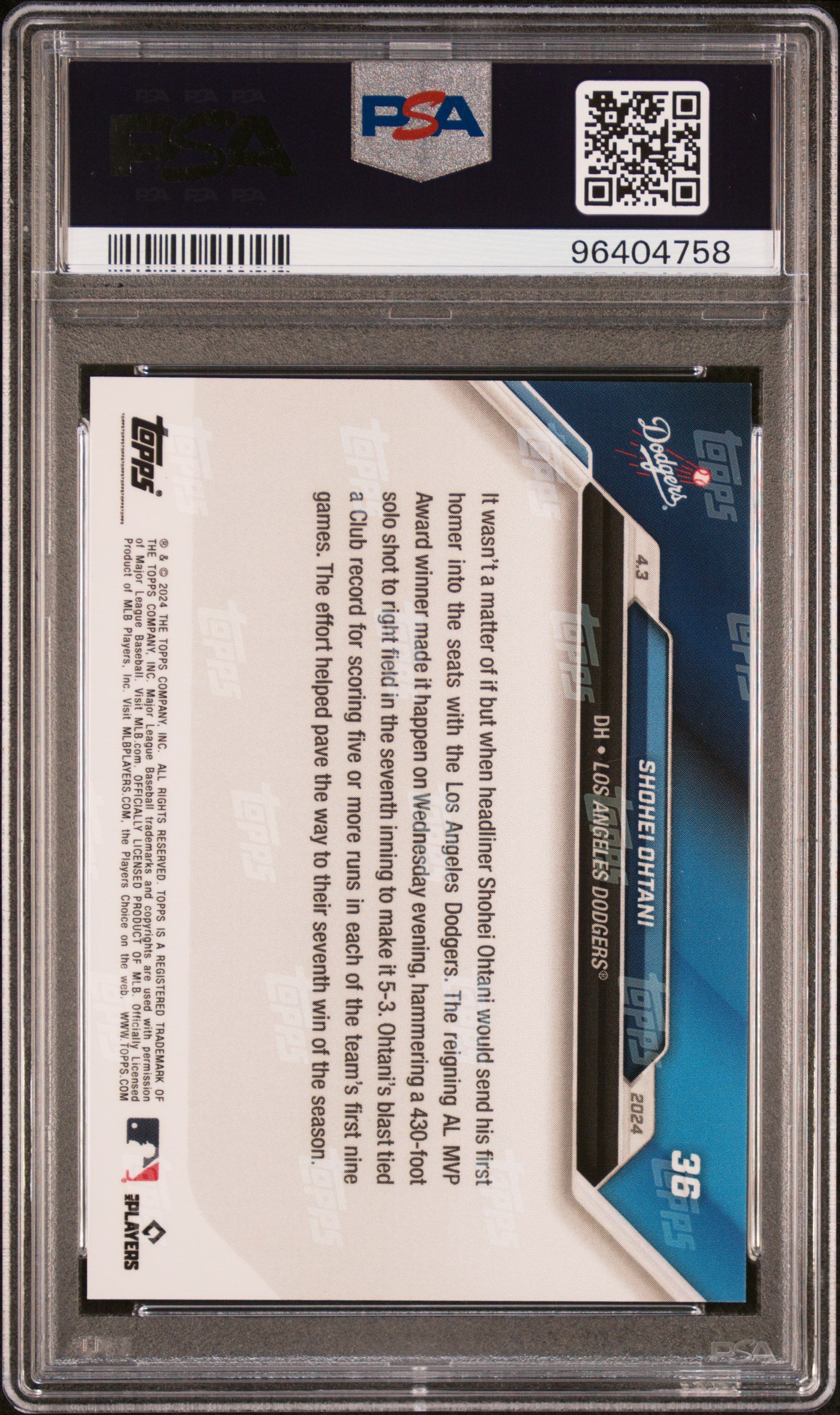 2024 Topps Now #36 Shohei Ohtani PSA 10 96404758