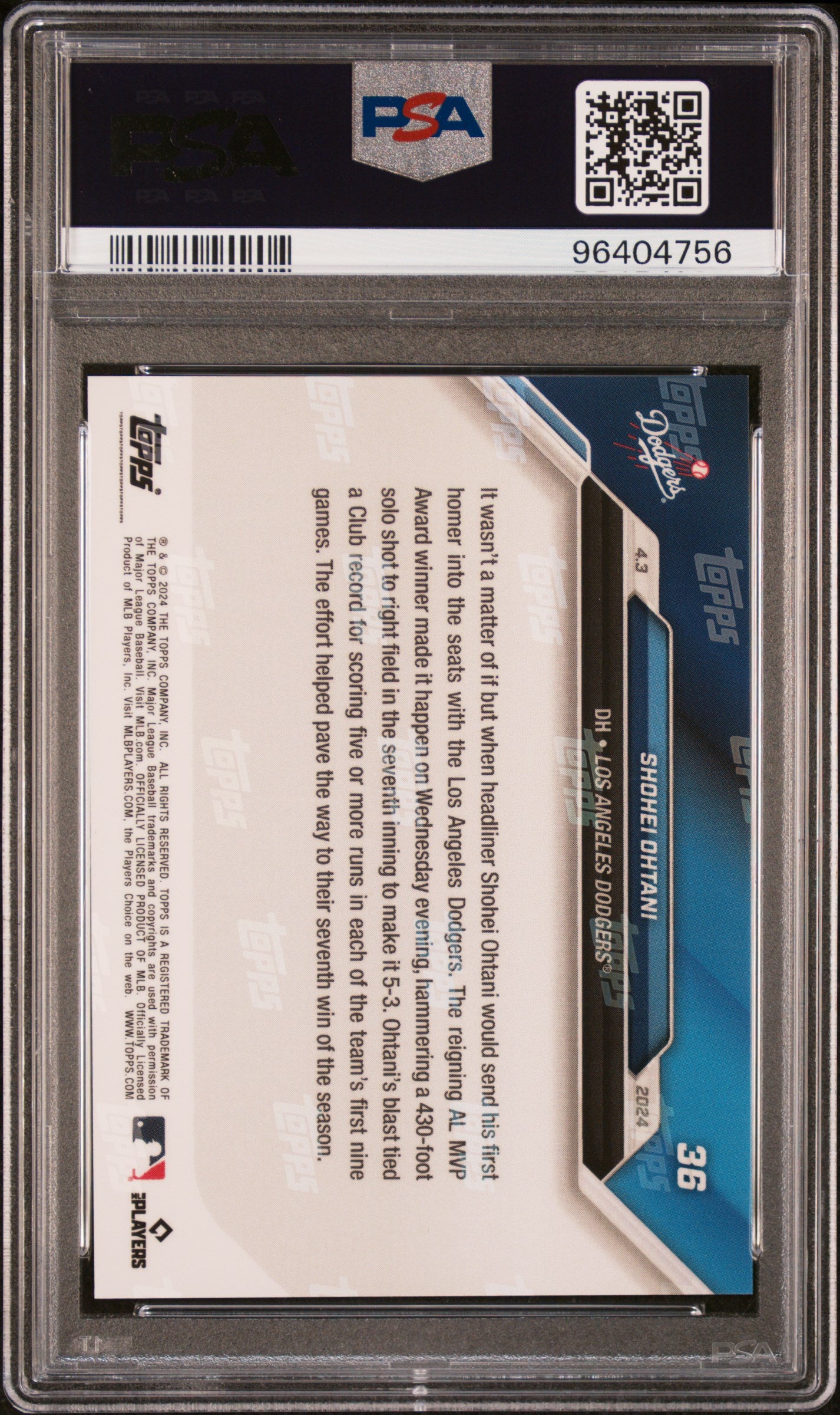 2024 Topps Now #36 Shohei Ohtani PSA 10 96404756