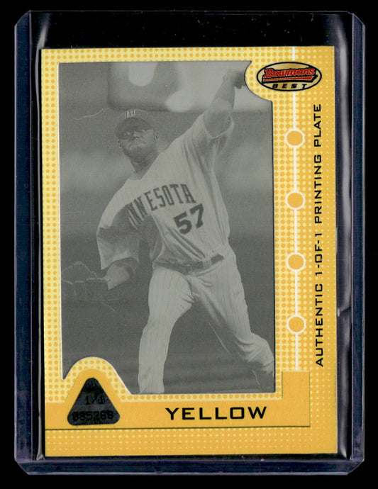 2005 Bowman's Best #19 Johan Santana Yellow Printing Plate 1/1