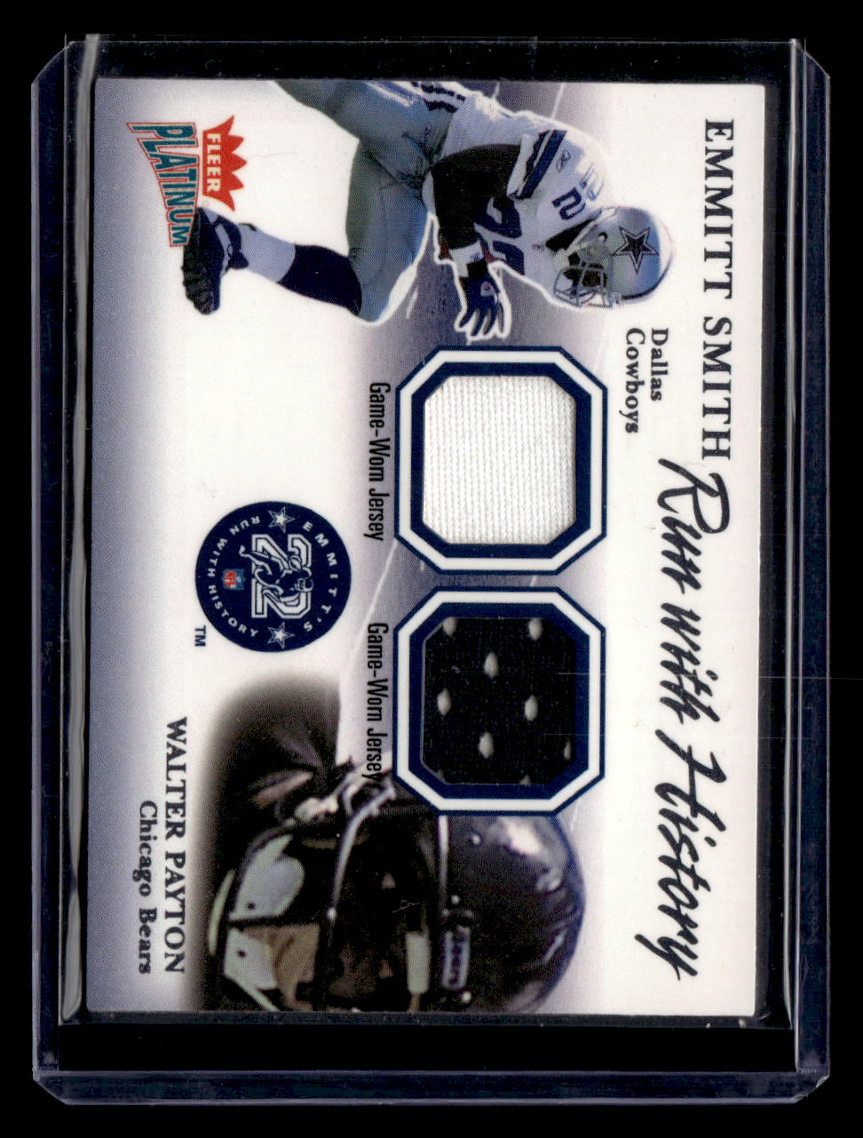 2002 Fleer Platnium #ES-WP Emmitt Smith / Walter Peyton Run With History #/222