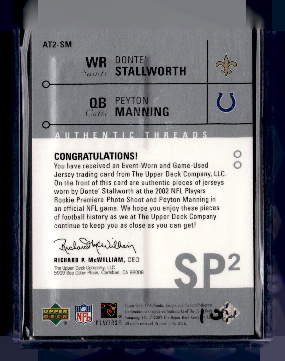 2002 SP Authentic #ATZ-SM Stallworth / Manning