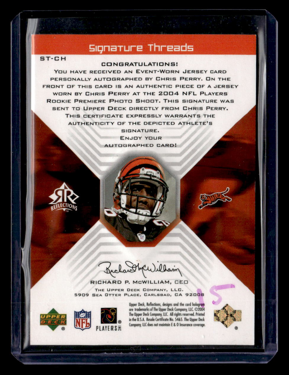 2004 Upper Deck #ST-CH Chris Perry Signature Threads #/99
