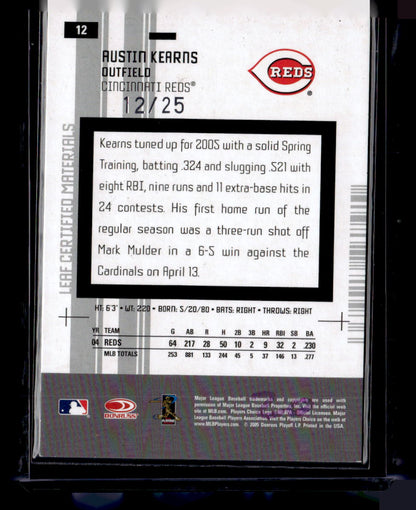 2005 Leaf Certified Materials #12 Austin Kearns Gold Mirrors #/25