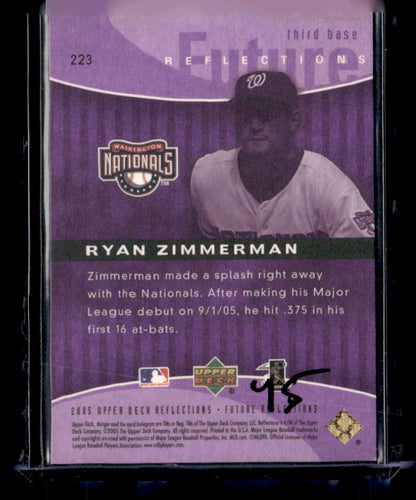 2005 Upper Deck Update #223 Ryan Zimmerman Reflections Update Purple #/99