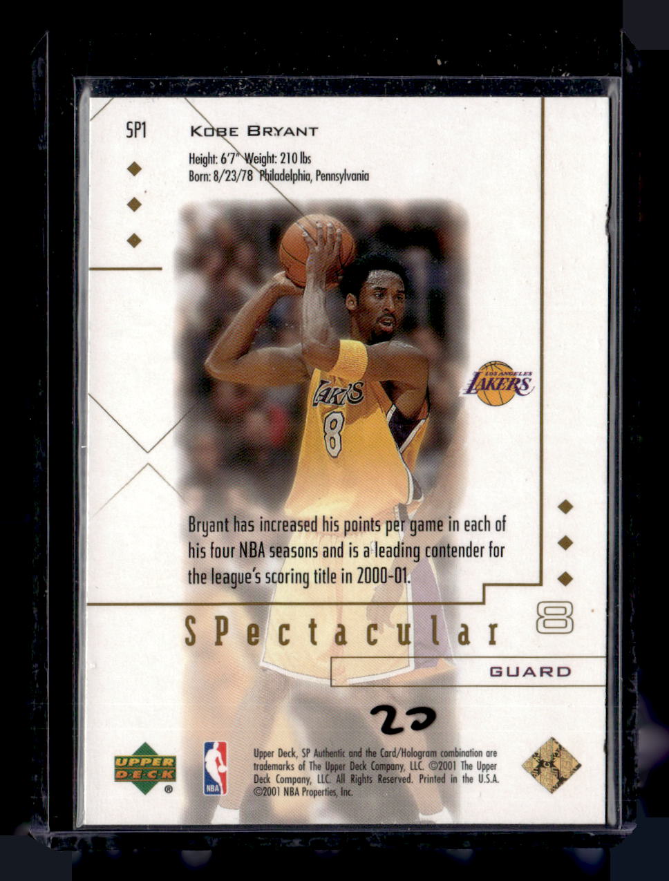 2001 SP Authentic #SP1 Kobe Bryant SPectacular