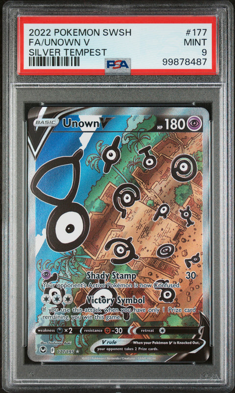 2022 Pokemon Sword & Shield Silver Tempest Fa/Unown V #177 PSA 9