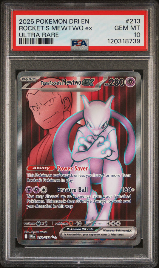 2025 Pokemon Dri En-Destined Rivals Rocket'S Mewtwo Ex #213 PSA 10