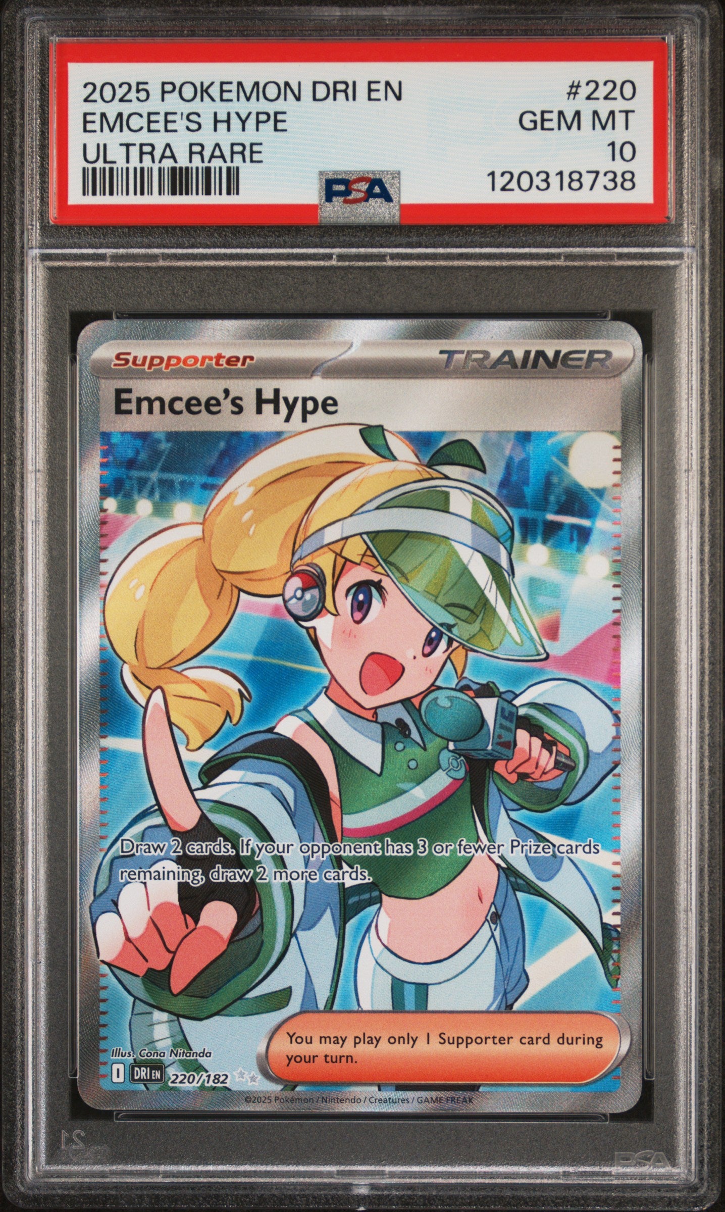 2025 Pokemon Dri En-Destined Rivals Emcee'S Hype #220 PSA 10