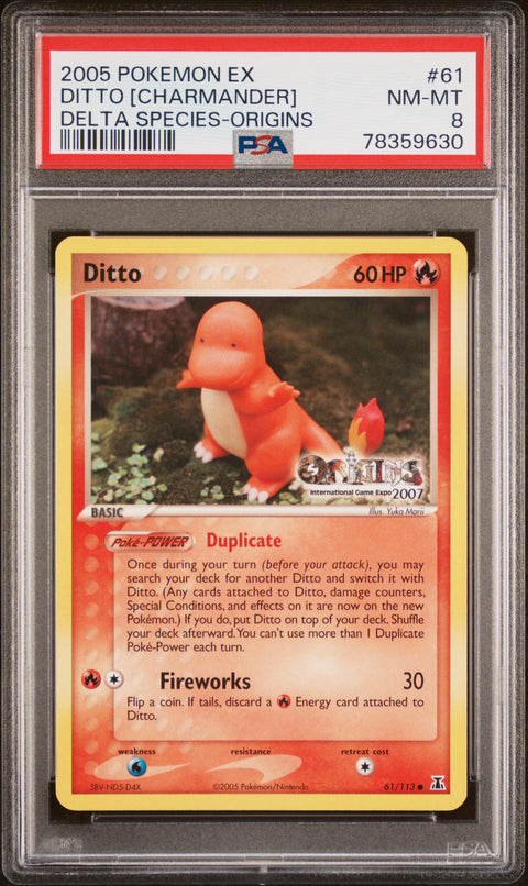 2005 Pokemon Ex Delta Species Ditto [Charmander] #61 PSA 8