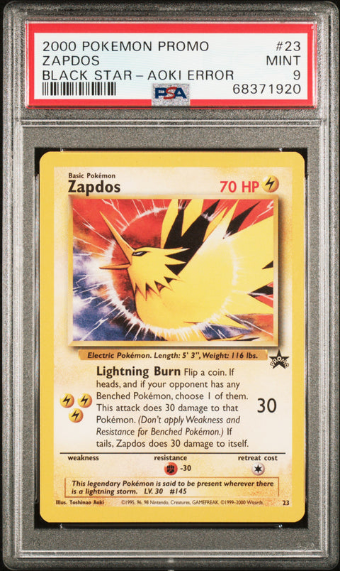 2000 Pokemon Promo Black Star Zapdos #23 PSA 9